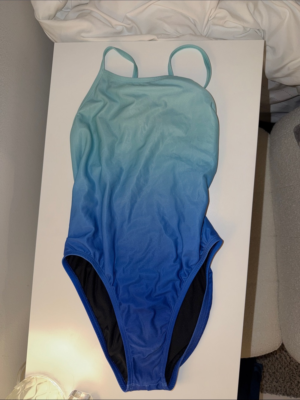 Jolyn Clothing Ombre Aqua to Royal Blue One-Piece Swimsuit - Size 28